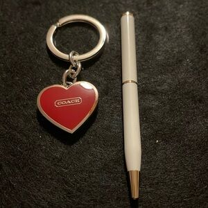 Coach Locket Heart Keychain and Pen Set